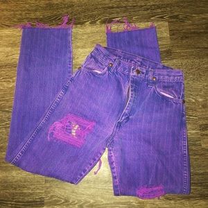 distressed wrangler jeans w/ butt cut out